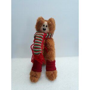 Cat Tan long front legs Plush Bob Evans red green white scarf 10"